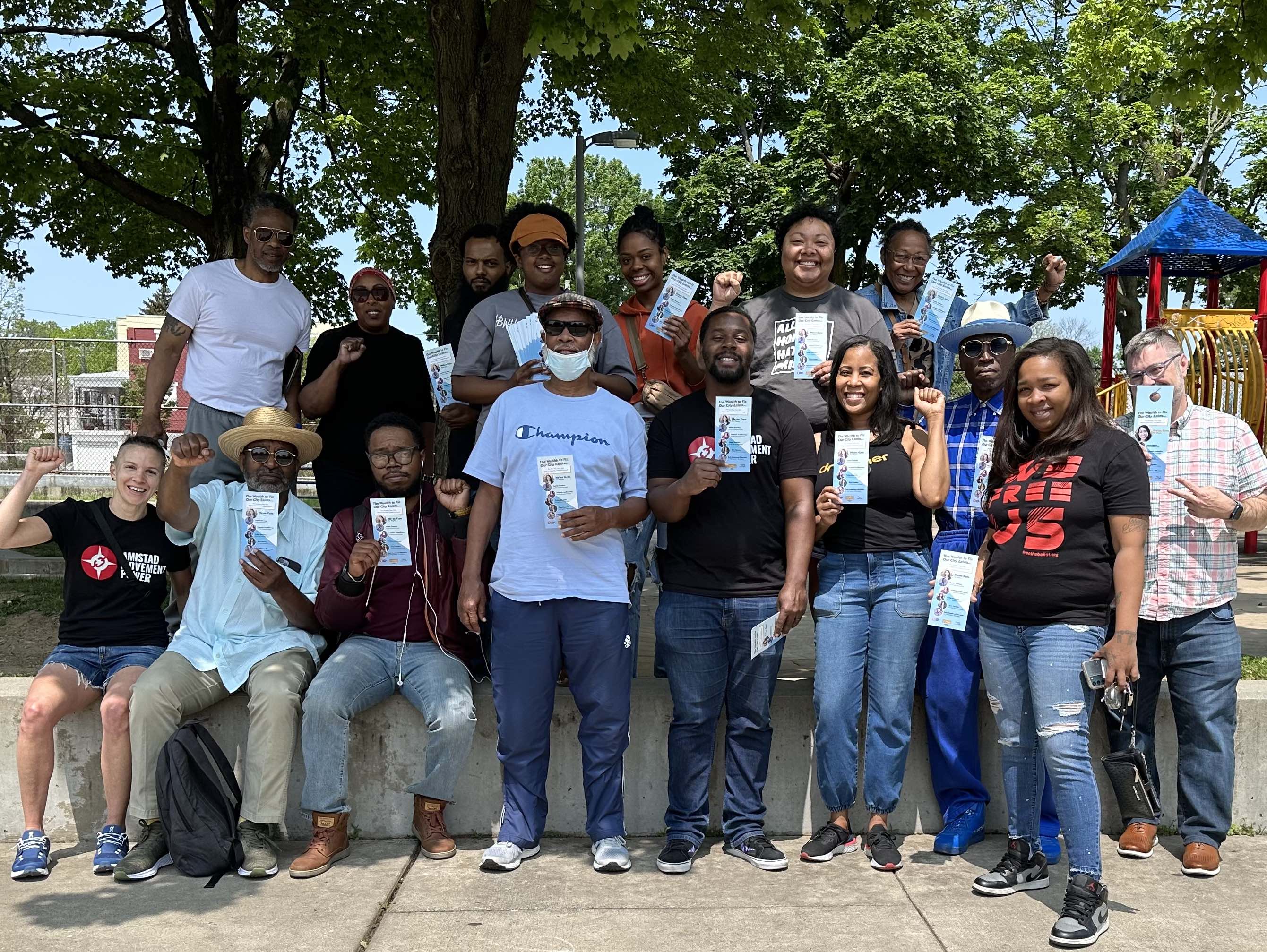 A joint canvass of Amistad Movement Power, Straight Ahead and Free The Ballot gathers the day before the election