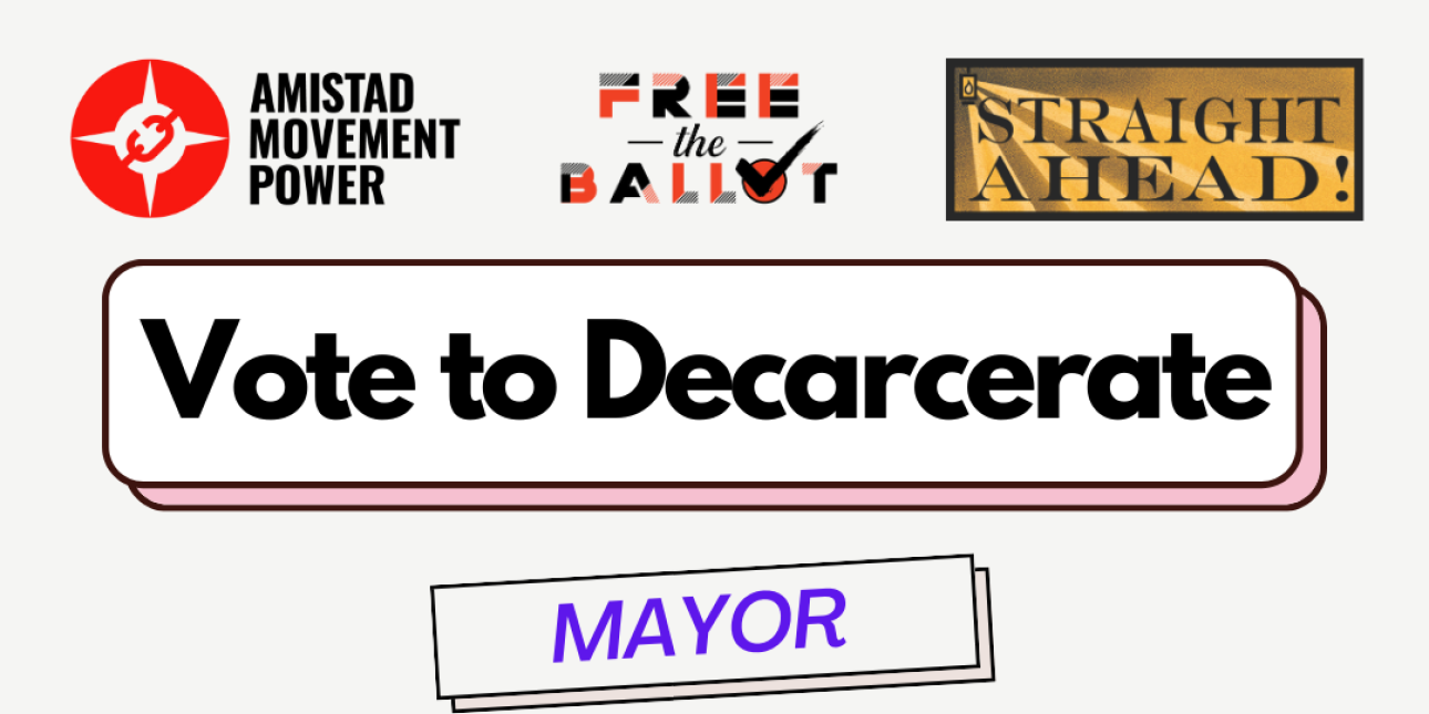 a voter guide says 'Vote to Decarcerate' and lists out various candidates for elections