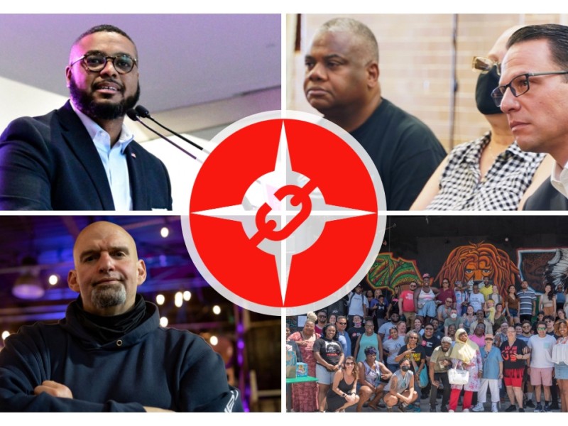 an image shows pictures of John Fetterman, Josh Shapiro, Austin Davis and our movement family with the Amistad Movement Power logo transposed over them