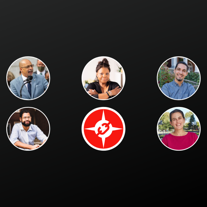 an image shows the amistad movement power logo and a collage of candidates including rick krajewski, chris rabb, elizabeth fiedler, cass green and paul prescod