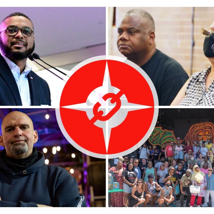 an image shows pictures of John Fetterman, Josh Shapiro, Austin Davis and our movement family with the Amistad Movement Power logo transposed over them